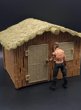 1/18兵人配件bfs木屋房子场景3.75寸可动人偶素体模型凉亭diy茅屋