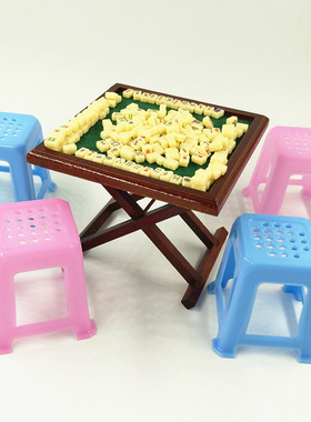 1/12兵人场景配件bjd微缩麻将桌6寸figma可动人偶shf模型ob11凳子