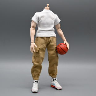 1/12兵人衣服配件6寸人偶方大头素体束脚工装裤多口袋机能长裤T恤