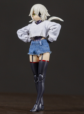 1/12兵人配件机娘衣服6寸figma女素体bjd娃衣超短牛仔短裤T恤热裤