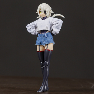 1/12兵人配件机娘衣服6寸figma女素体bjd娃衣超短牛仔短裤T恤热裤