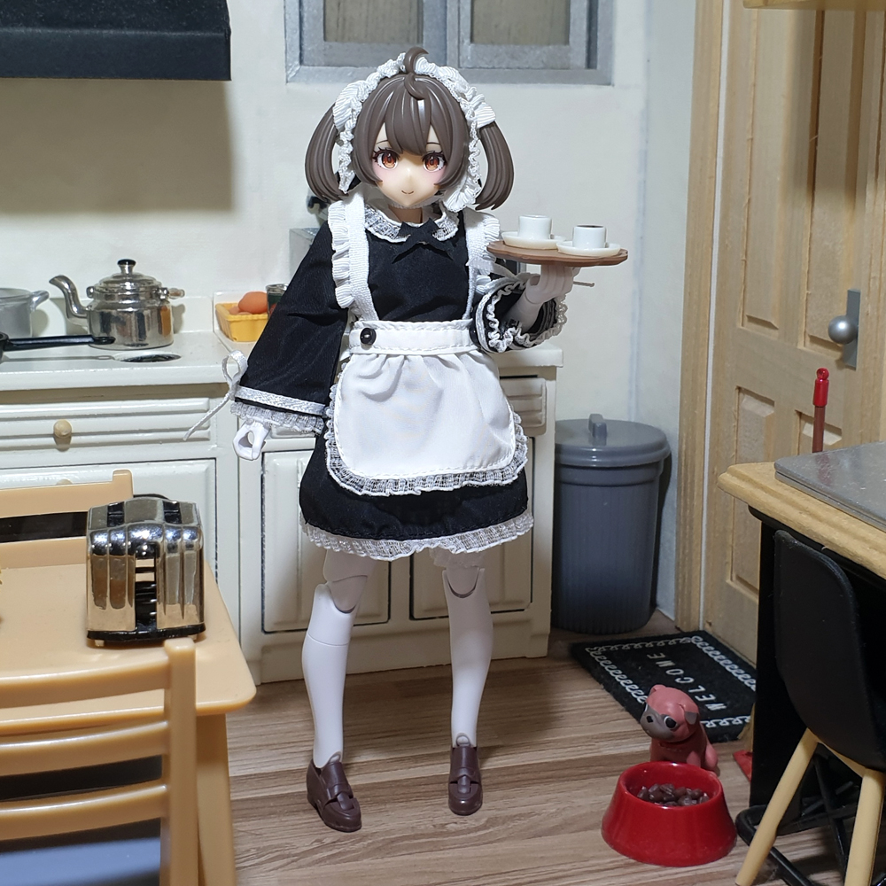 1/12兵人衣服配件黑白女仆装娃衣
