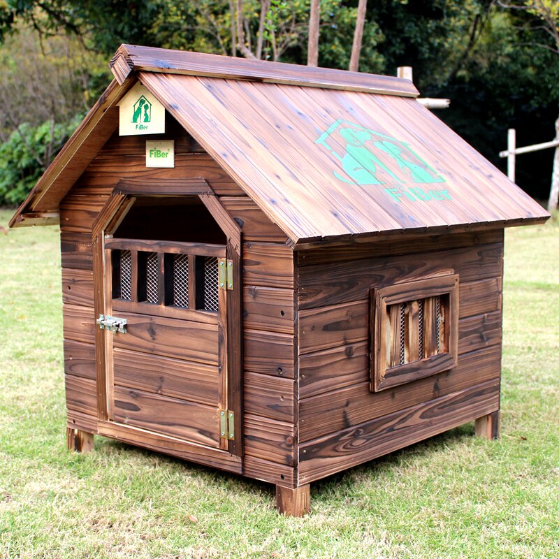范博卡通包邮碳化实木狗屋室内户外防雨狗窝猫窝宠物屋宠物窝猫屋
