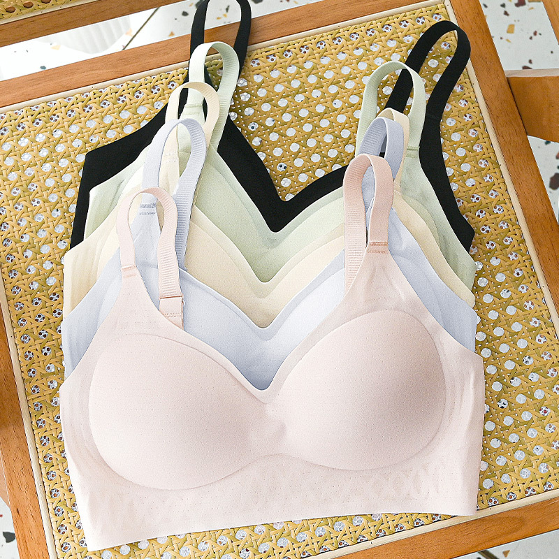 薄款柔软聚拢无钢圈手掌杯内衣果冻少女款固定半件杯调整型文胸罩