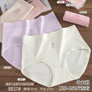 简约亲肤女三角裤 五条装 纯棉时尚 150斤中大码 中腰8837 宠黛芬120