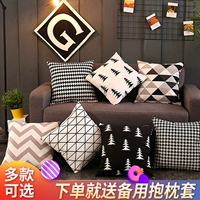 Bán hàng trực tiếp hiện đại tối giản Bắc Âu đen và trắng hình học sofa gối thắt lưng xe sang trọng gối thắt lưng văn phòng đệm - Trở lại đệm / Bolsters Gối ngủ đa năng dành cho nhân viên văn phòng