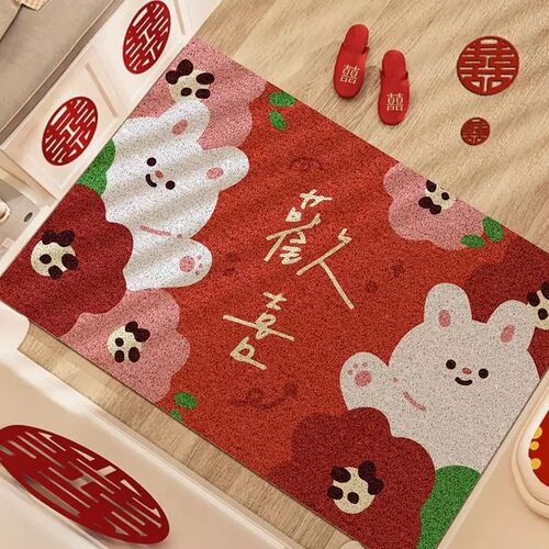 家有喜事结婚用品丝圈入户门垫欢喜玄关脚垫刮泥蹭土地垫耐用免洗
