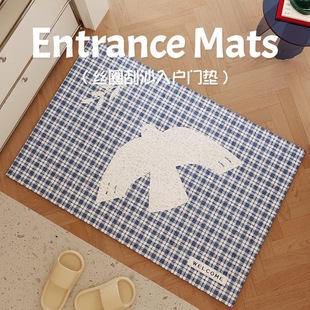 韩系INS飞鸽入户门丝圈地垫玄关脚垫刮泥蹭土进门垫耐脏可水洗 厚