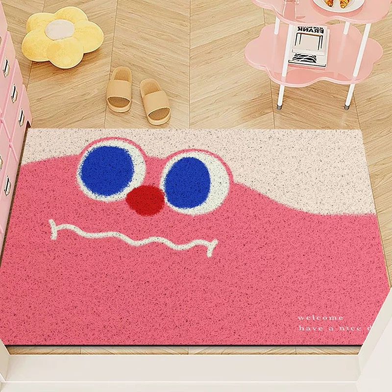 多巴胺搞怪表情入户门口丝圈脚垫玄关除尘耐脏家用可裁剪防滑地垫
