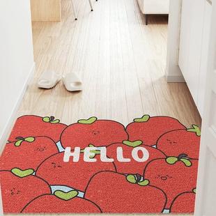平平安安柿柿如意丝圈入户门地垫可裁剪玄关脚垫刮泥蹭土防滑耐脏