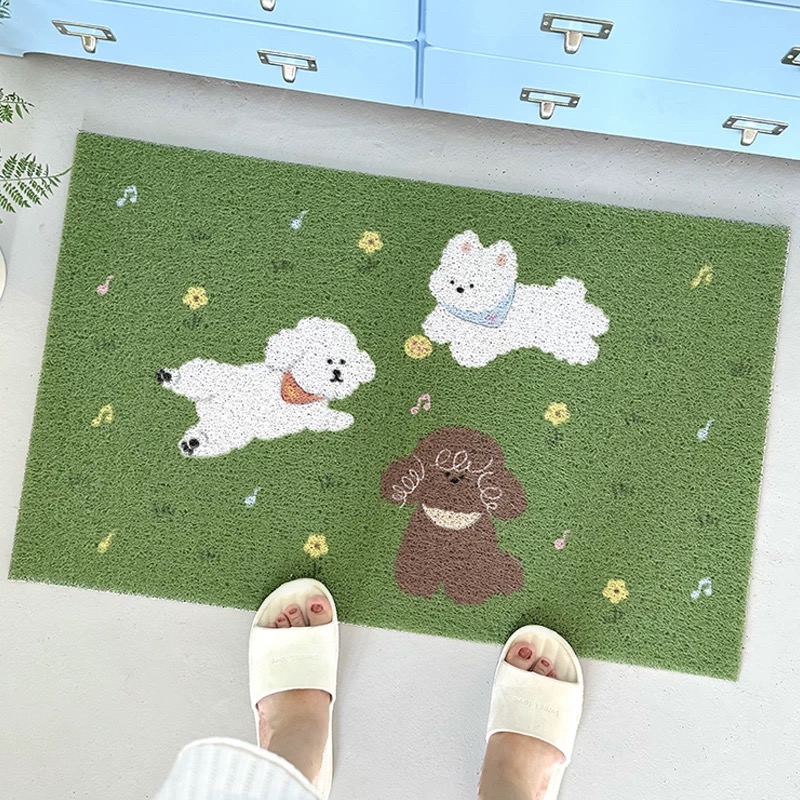 太好看了奶油小狗丝圈入户门垫