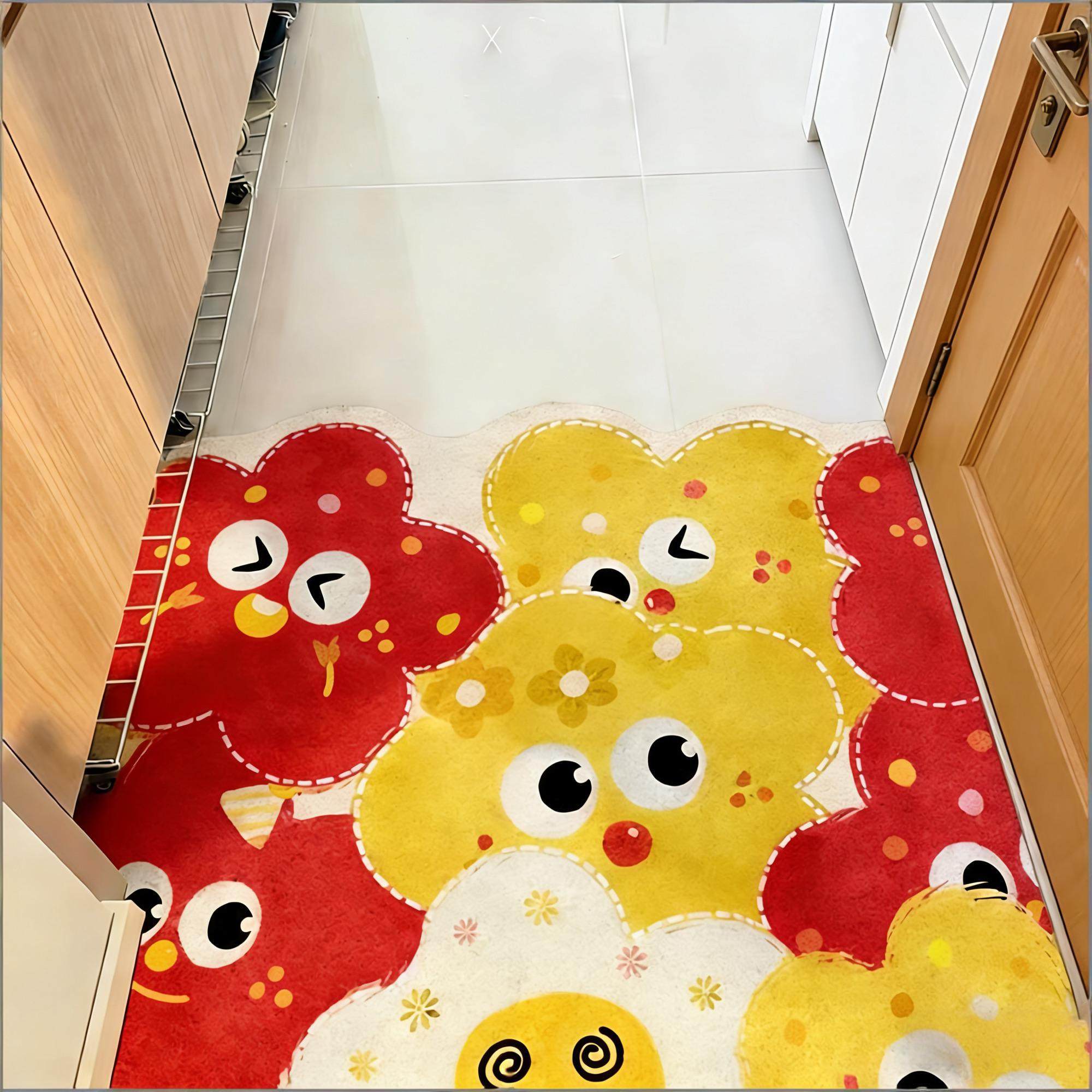 西红柿鸡蛋配色花朵异形丝圈入户门垫玄关脚垫可裁剪刮泥蹭土地垫,居家布艺,入户地垫,淘宝优惠券,粉丝福利购,淘宝优惠卷