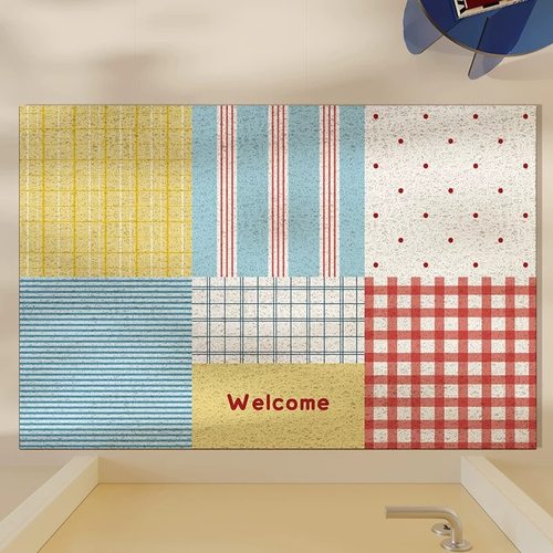 多巴胺布纹丝圈入户门垫彩色玄关脚垫刮泥蹭土进门垫加厚耐脏免洗