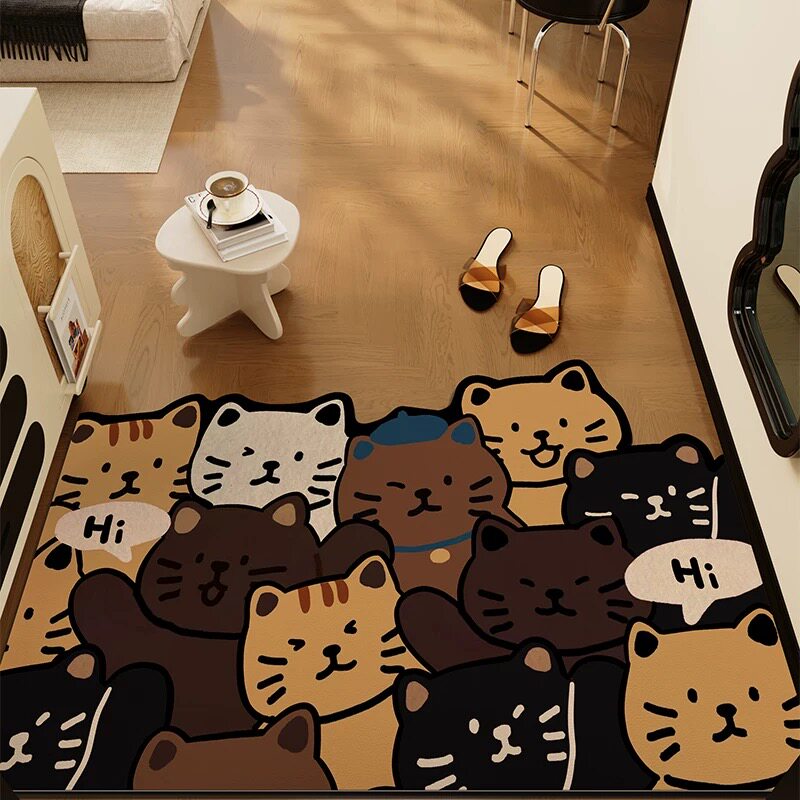 可爱堆堆猫皮革入户地垫PVC可擦洗脚垫耐脏大门口地垫可裁剪 加厚,居家布艺,入户地垫,淘宝优惠券,粉丝福利购,淘宝优惠卷