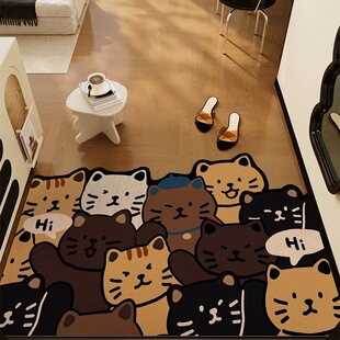 可爱堆堆猫皮革入户地垫PVC可擦洗脚垫耐脏大门口地垫可裁剪 加厚