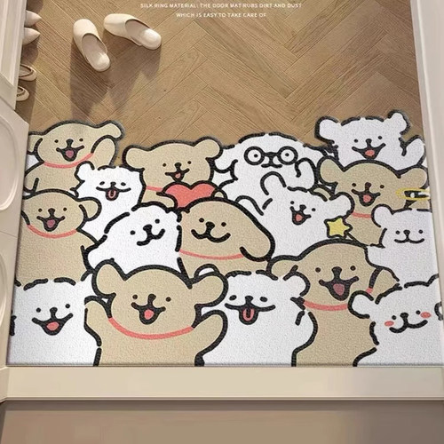 好可爱啊线条小狗丝圈门垫