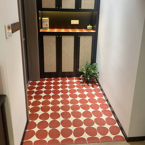 真好看花砖皮革入户门垫可裁剪