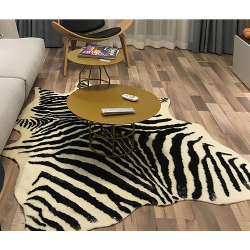 异形黑白斑马纹虎皮地毯
