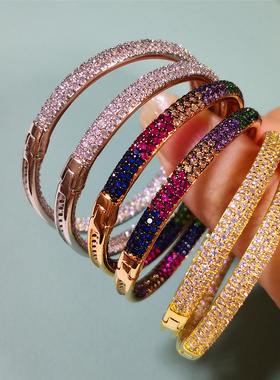 枪黑精致彩色玫红绿微镶锆石欧美