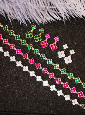 四叶花清致简约花朵耳环手链