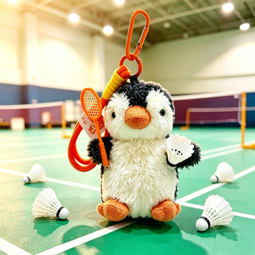 羽毛球企鹅挂件毛绒玩偶运动周边可爱卡通包挂饰情侣生日礼物高级