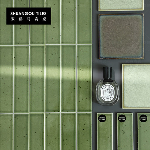 小清新厨房渐变绿手工砖马赛克砖