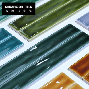 双鸥海光银浪系列窑变釉面长条马赛克中古风厨房餐厅商业空间墙砖