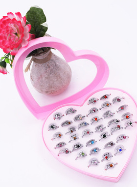 镶仿钻戒指仿银不可调节戒指潮饰品女个性时尚指环两元店货源批發