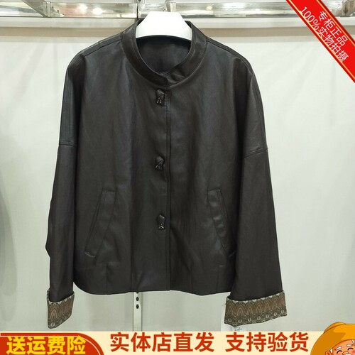 拼色韩版休闲皮衣外套上衣女