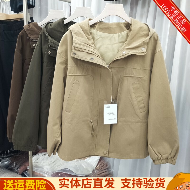 韩版连帽休闲中款风衣外套上衣