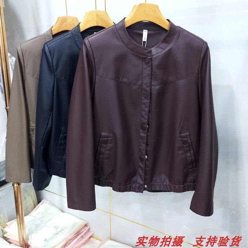 嘉657正品时尚修身百搭2026春新款女装精品女款PU皮衣外套女装