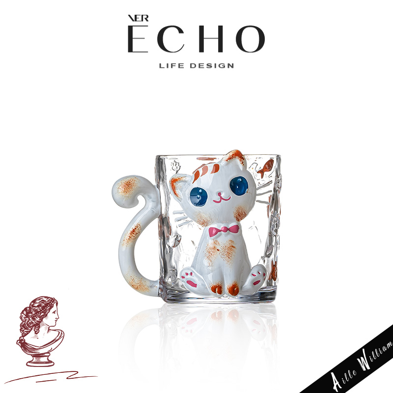ECHO可爱卡通玻璃水杯牛奶杯礼物