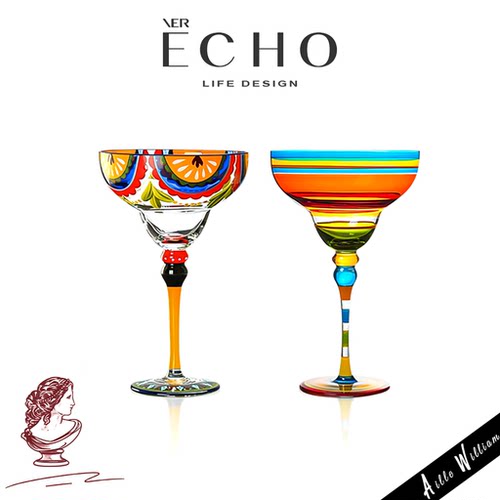 ECHO创意彩绘玛格丽特高脚杯礼物