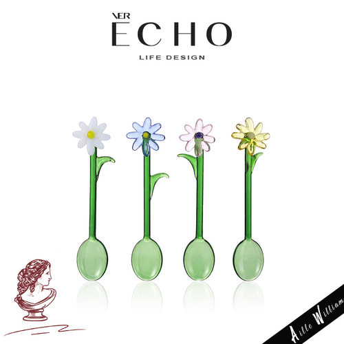 ECHO精致牛奶彩色透明玻璃圆勺子