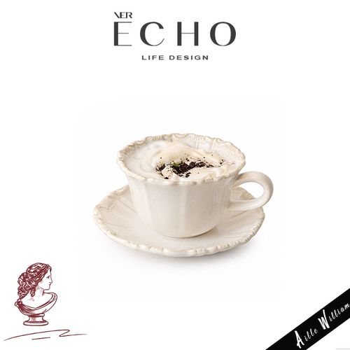 ECHO丨花雕 EAHU法式复古陶瓷浮雕咖啡杯碟套装高级感马克杯杯子