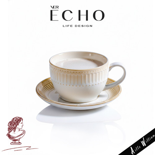 ECHO窑变竖纹陶瓷咖啡杯碟杯子