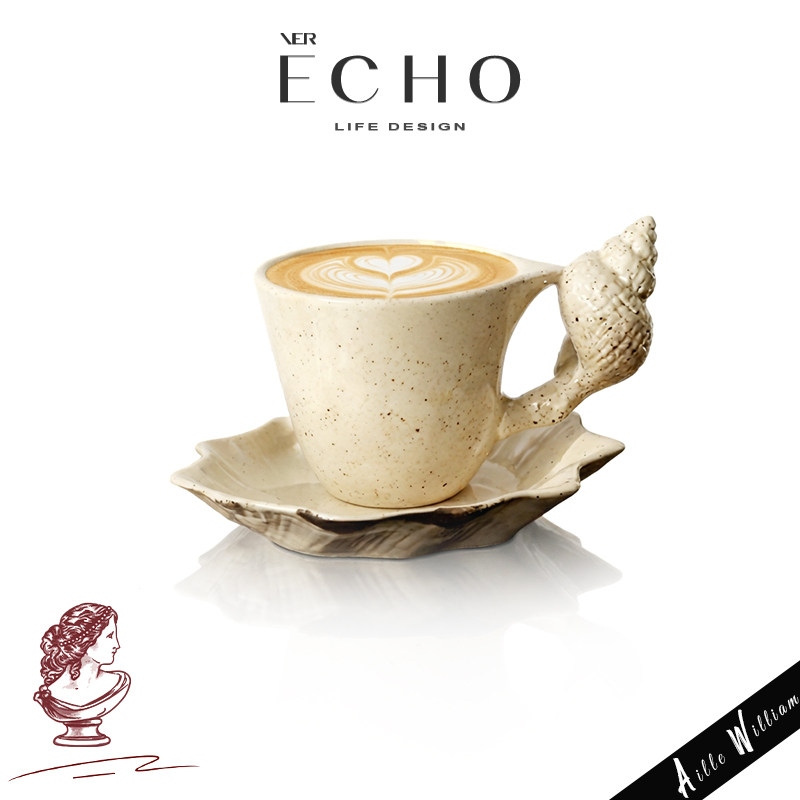 ECHO小众手作海螺陶瓷咖啡杯碟