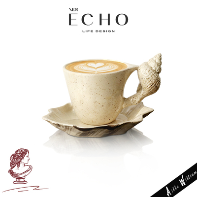 ECHO小众手作海螺陶瓷咖啡杯碟