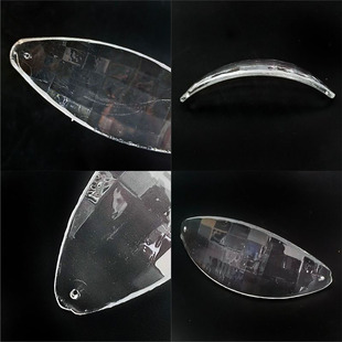 老款水晶吊灯配件大全材料玻璃装饰烤弯双孔尖头叶片卡扣灯罩外壳