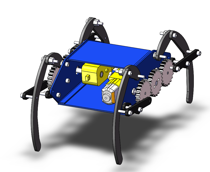 仿生蜘蛛图纸 爬行仿生蜘蛛3d模型带动画仿真 solidworks设计素材