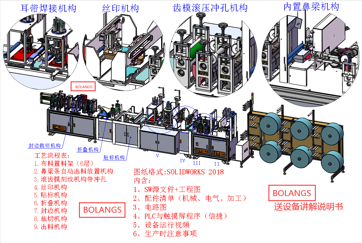 全自动kn95设备图纸 口罩机图纸 n953d图纸n95equipment drawings