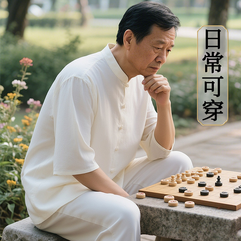 亚麻短袖太极服男2026新款夏薄款图片