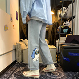 港风印花宽松百搭休闲直筒牛仔裤XZ214-8911，男装牛仔裤，星座1204-3