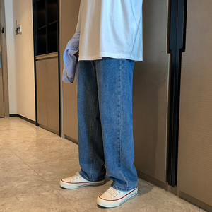 XZ214-8 900-P40百搭简约牛仔裤宽松长裤坠感阔腿裤九分裤子控59图片