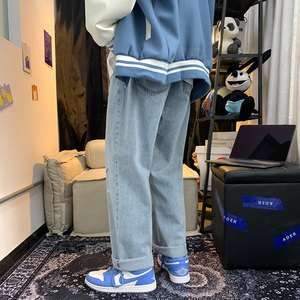 21新款港风百搭印花休闲裤直筒牛仔裤XZ214-8 908图片