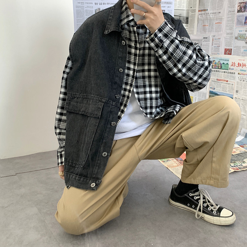 XZ214-8H10-P45新港风牛仔马甲男无袖坎肩夹克外套牛仔衣,男装背心/马甲,星座1204-3