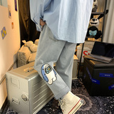 港风印花宽松百搭休闲裤直筒牛仔裤XZ214-8911-P45控69，男装牛仔裤，星座1204-3