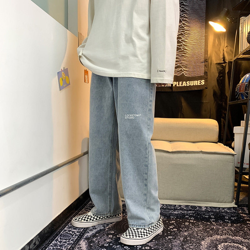 四季港风新款牛仔裤宽松休闲裤直筒9分裤XZ214-8909--P45控69,男装牛仔裤,星座1204-3