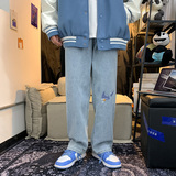 21新款港风百搭印花休闲裤直筒牛仔裤XZ214-8908，男装牛仔裤，星座1204-3