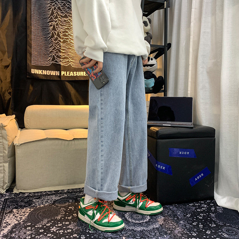 XZ214-8900-P40百搭简约牛仔裤宽松长裤坠感阔腿裤子九分裤控59,男装牛仔裤,星座1204-3